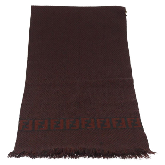FENDI Zucca Scarf Wool Brown Black Auth am10646