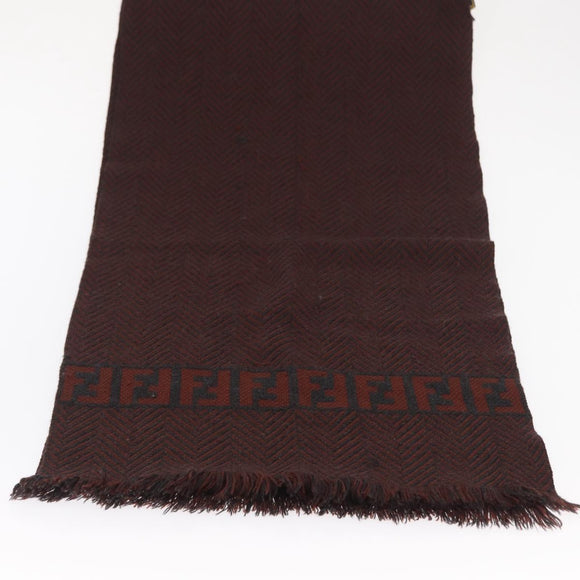 FENDI Zucca Scarf Wool Brown Black Auth am10646