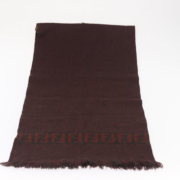FENDI Zucca Scarf Wool Brown Black Auth am10646