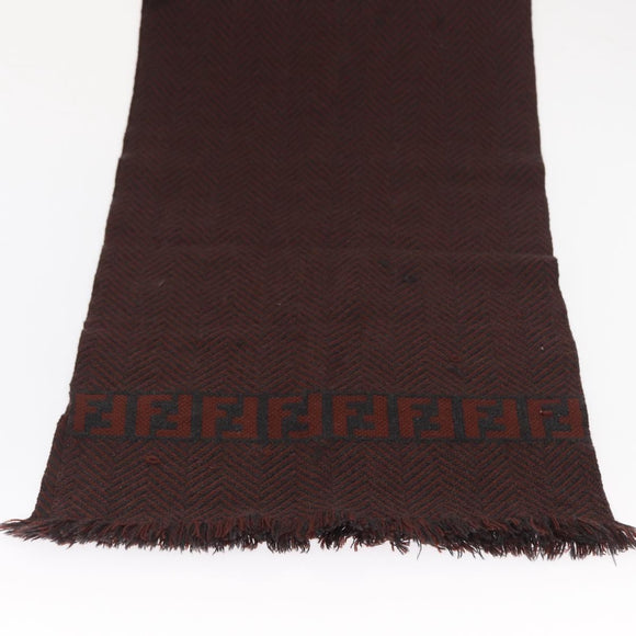 FENDI Zucca Scarf Wool Brown Black Auth am10646