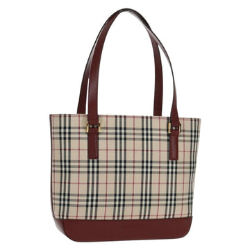 BURBERRY Nova Check Shoulder Bag Canvas Leather Beige Red gold Auth am10647V