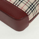 BURBERRY Nova Check Shoulder Bag Canvas Leather Beige Red gold Auth am10647V-11