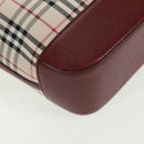 BURBERRY Nova Check Shoulder Bag Canvas Leather Beige Red gold Auth am10647V-12