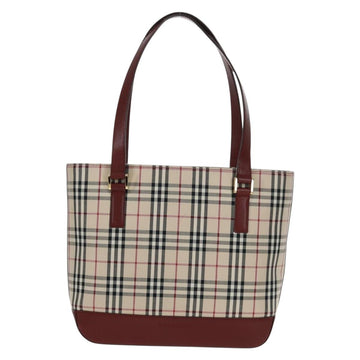 BURBERRY Nova Check Shoulder Bag Canvas Leather Beige Red gold Auth am10647V - 0