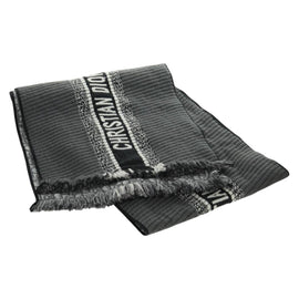 Christian Dior Oblique Big Scarf Wool Black Auth am10653V