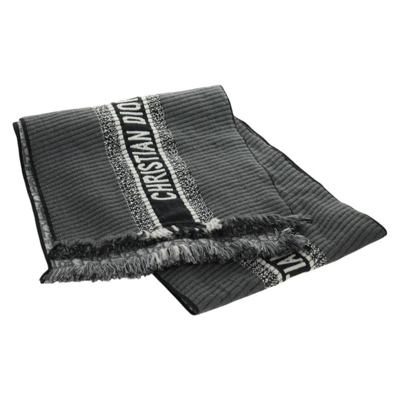 Christian Dior Oblique Großer Schal Wolle Schwarz Original am10653V