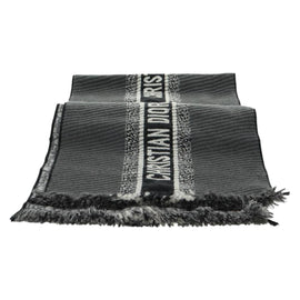 Christian Dior Oblique Big Scarf Wool Black Auth am10653V - 0