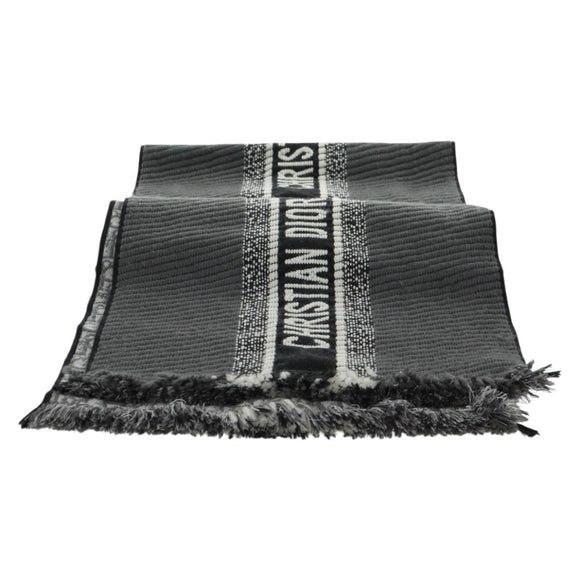 Christian Dior Oblique Großer Schal Wolle Schwarz Original am10653V