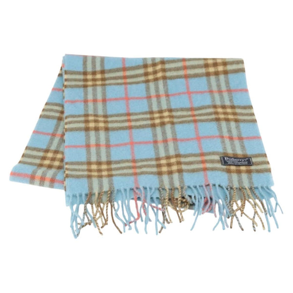 Burberrys Nova Check Scarf Cashmere Light Blue Auth am10659