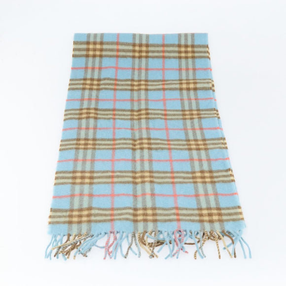 Burberrys Nova Check Scarf Cashmere Light Blue Auth am10659