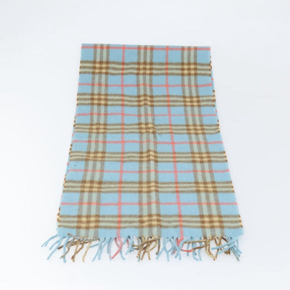 Burberrys Nova Check Scarf Cashmere Light Blue Auth am10659