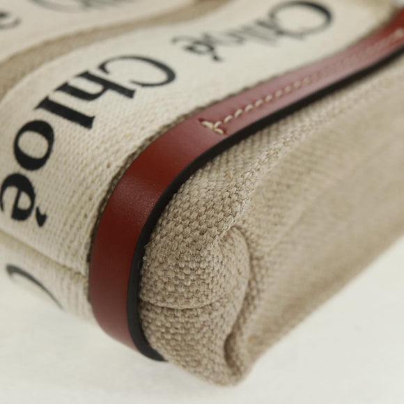 Chloe Woody Mini Hand Bag Canvas 2way Ivory Auth am10661SAV