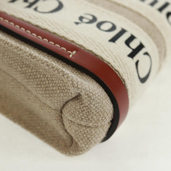 Chloe Woody Mini Hand Bag Canvas 2way Ivory Auth am10661SAV