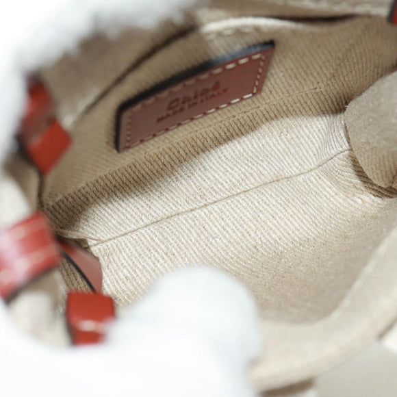 Chloe Woody Mini Hand Bag Canvas 2way Ivory Auth am10661SAV