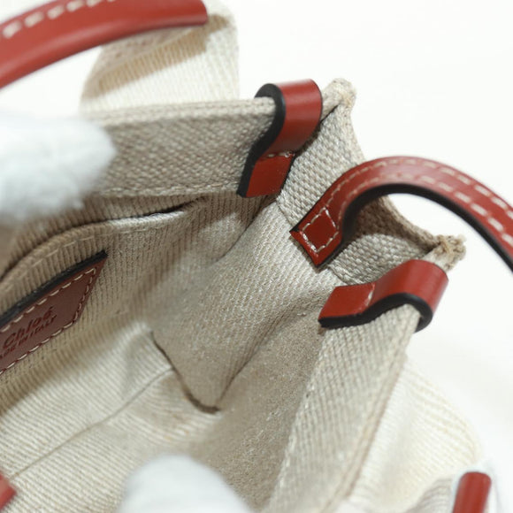 Chloe Woody Mini Hand Bag Canvas 2way Ivory Auth am10661SAV