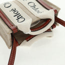 Chloe Woody Mini Hand Bag Canvas 2way Ivory Auth am10661SAV-6
