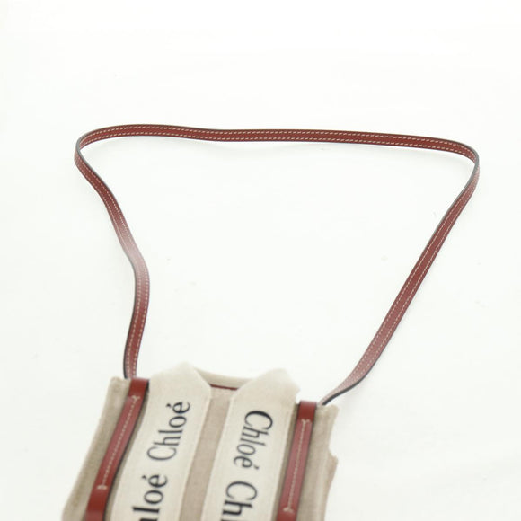 Chloe Woody Mini Hand Bag Canvas 2way Ivory Auth am10661SAV
