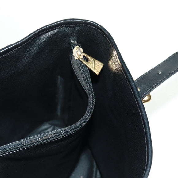 CELINE Macadam Canvas Tote Bag PVC Leather Black Gold Auth am10664V