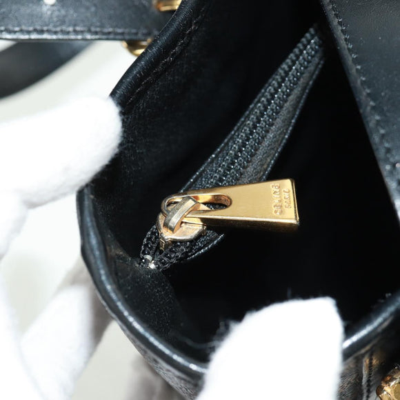 CELINE Macadam Canvas Tote Bag PVC Leather Black Gold Auth am10664V