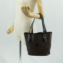 CELINE Macadam Canvas Tote Bag PVC Leather Black Gold Auth am10664V-22