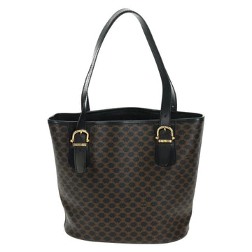CELINE Macadam Canvas Tote Bag PVC Leather Black Gold Auth am10664V - 0
