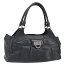 Salvatore Ferragamo Gancini Hand Bag Leather Black Silver Auth am10665-1