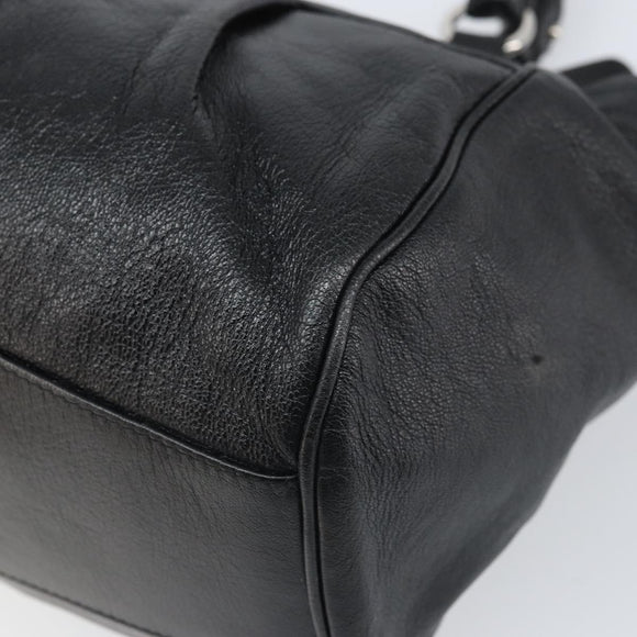 Salvatore Ferragamo Gancini Hand Bag Leather Black Silver Auth am10665