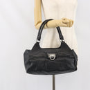 Salvatore Ferragamo Gancini Hand Bag Leather Black Silver Auth am10665-24