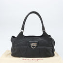 Salvatore Ferragamo Gancini Hand Bag Leather Black Silver Auth am10665-12