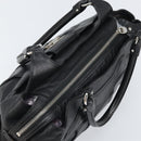 Salvatore Ferragamo Gancini Hand Bag Leather Black Silver Auth am10665-6