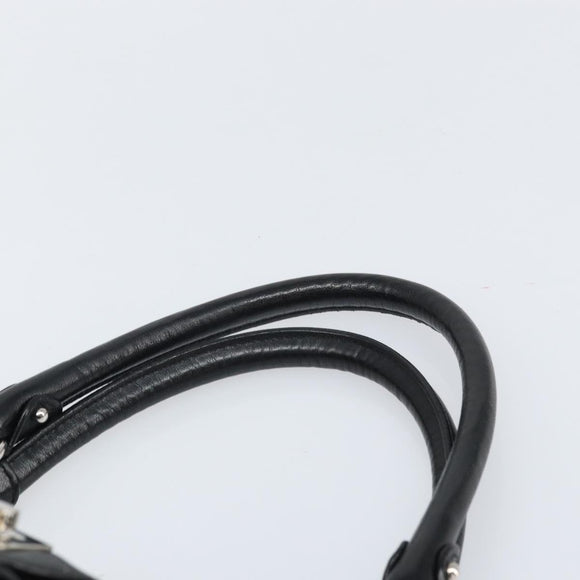 Salvatore Ferragamo Gancini Hand Bag Leather Black Silver Auth am10665