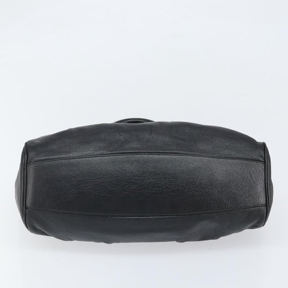 Salvatore Ferragamo Gancini Hand Bag Leather Black Silver Auth am10665