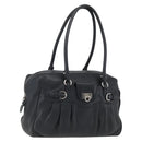 Salvatore Ferragamo Gancini Hand Bag Leather Black Silver Auth am10666-1