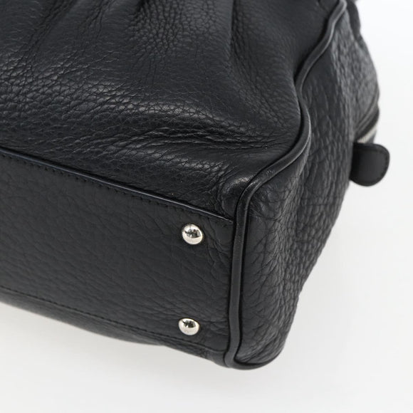 Salvatore Ferragamo Gancini Hand Bag Leather Black Silver Auth am10666