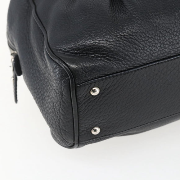Salvatore Ferragamo Gancini Hand Bag Leather Black Silver Auth am10666
