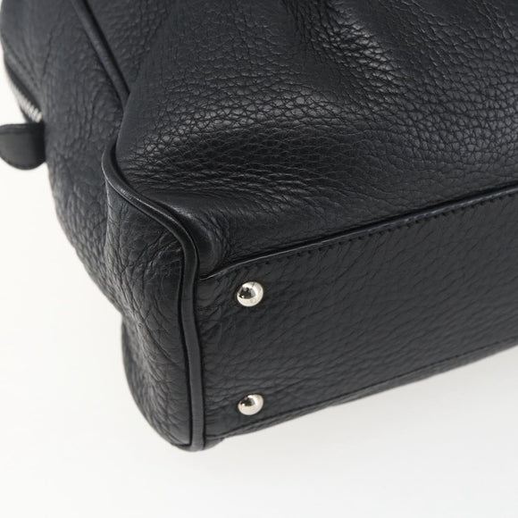 Salvatore Ferragamo Gancini Hand Bag Leather Black Silver Auth am10666