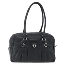 Salvatore Ferragamo Gancini Hand Bag Leather Black Silver Auth am10666-2
