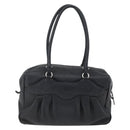 Salvatore Ferragamo Gancini Hand Bag Leather Black Silver Auth am10666-3
