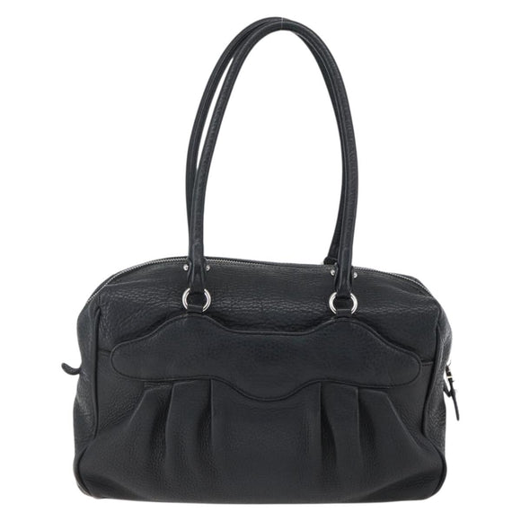 Salvatore Ferragamo Gancini Hand Bag Leather Black Silver Auth am10666