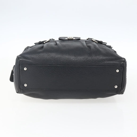 Salvatore Ferragamo Gancini Hand Bag Leather Black Silver Auth am10666