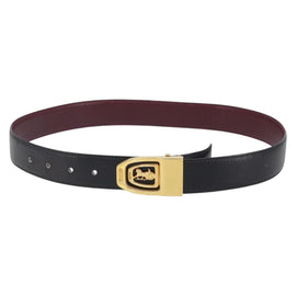 CELINE Horse Carriage Belt Leather 31.9"" Black Auth am10670