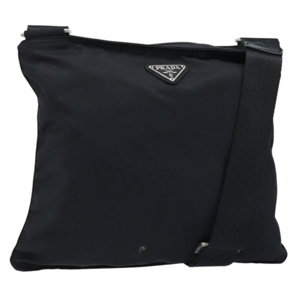 PRADA Shoulder Bag Nylon Black Silver Auth am10675