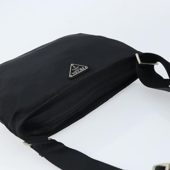 PRADA Shoulder Bag Nylon Black Silver Auth am10675