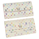 LOUIS VUITTON Multicolor Portefeuille Sarah Long Wallet 2 Set White Auth am10676-1