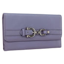 Salvatore Ferragamo Gancini Long Wallet Leather Silver Light purple Auth am10678-1