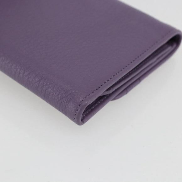 Salvatore Ferragamo Gancini Long Wallet Leather Silver Light purple Auth am10678