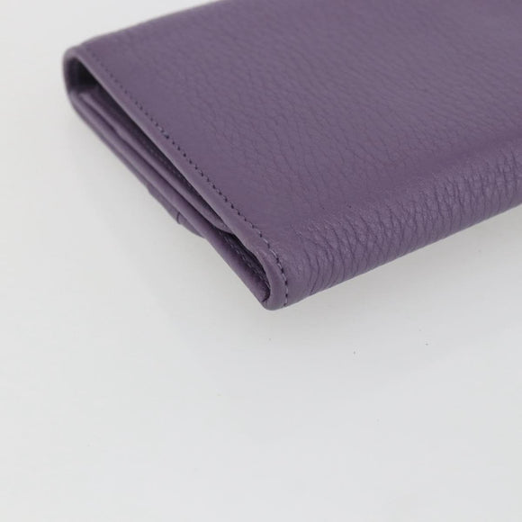 Salvatore Ferragamo Gancini Long Wallet Leather Silver Light purple Auth am10678