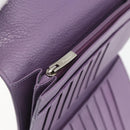 Salvatore Ferragamo Gancini Long Wallet Leather Silver Light purple Auth am10678-13