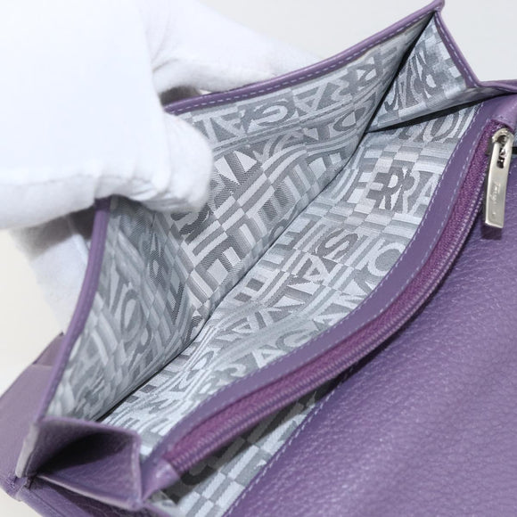 Salvatore Ferragamo Gancini Long Wallet Leather Silver Light purple Auth am10678