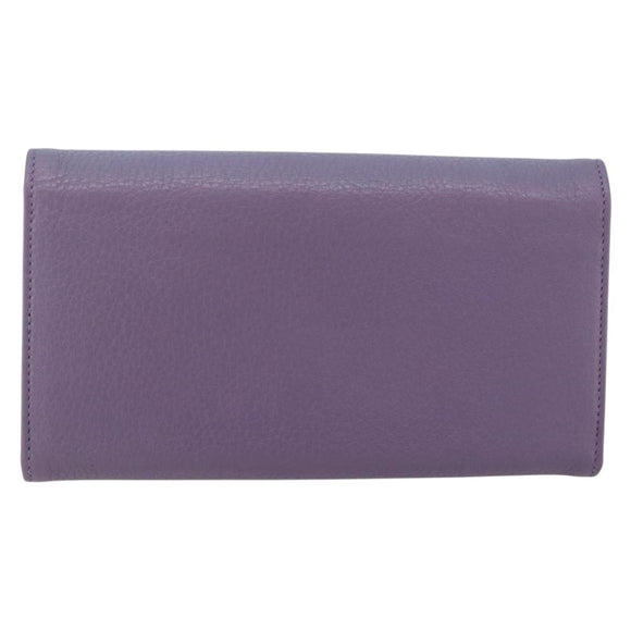 Salvatore Ferragamo Gancini Long Wallet Leather Silver Light purple Auth am10678